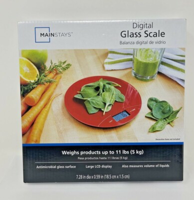 Digital Red Glass Scale Weighs Up to 11 lbs Mainstays Brand New In Box Chic-image