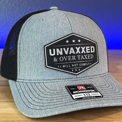 UNVAXXED & OVER TAXED Leather Patch Hat BLK/SILVER-image