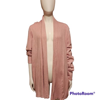 14W 16W Lane Bryant Pink Sweater Cardigan Open Fitted Ribbed Loungewear Shawl Co-image