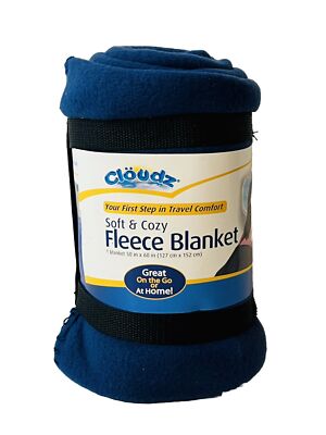 Cloudz Fleece Travel Blanket Blue 50”x60” Soft & Cozy 100% Polyester NWT-image