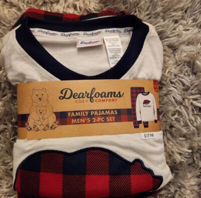 Dearfoams Cozy Comfort Family Pajamas Men's 2 PC Set Size S/CH 28-30 Papa Bear-image