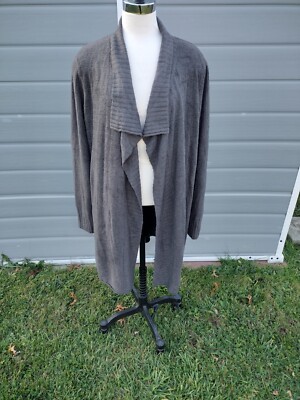 Barefoot Dreams Sweater Women XL Brown Cardigan Cozychic Lite Ribbed Soft Cozy-image