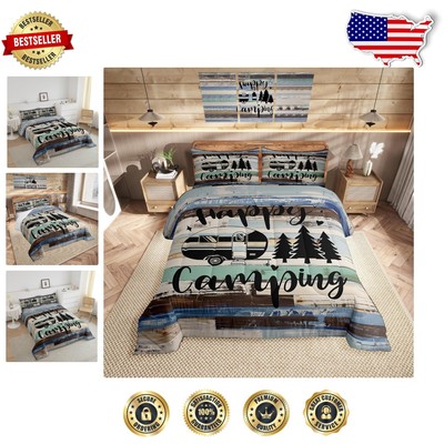 Farmhouse Brown and Blue Twin Comforter Set for Cozy Decor – Machine Washable-image