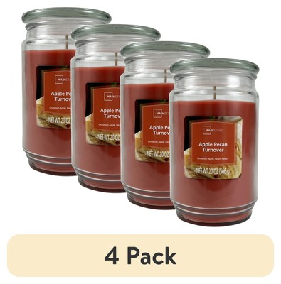 (4 pack) Mainstays Apple Pecan Scented Single-Wick Glass Jar Candle, 20oz-image