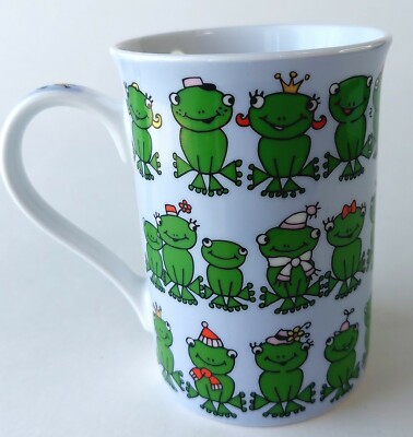 Pier 1 Imports® Porcelain Coffee Tea Cup Mug Multiple Frogs, 8 oz., 4” Tall-image