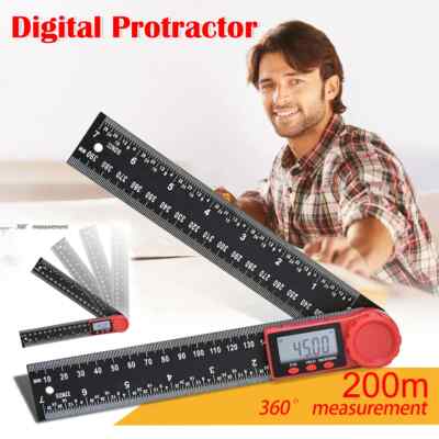 Digital Angle Finder Protractor (8 In/200 mm) Measuring Ruler with LCD Display-image
