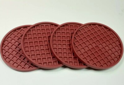 Mainstays Silicone Drink Coasters Set of 4 Pack  red Rubber Bar Beer Wine -image