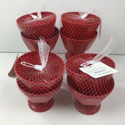 Red Kitchen Set of 8 Plastic 17oz Ice Cream Sundae Bowls Dessert Picnic Pool BBQ-image