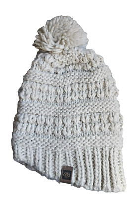 686 Women's Ivory Knit Pom Beanie One Size Preowned-image