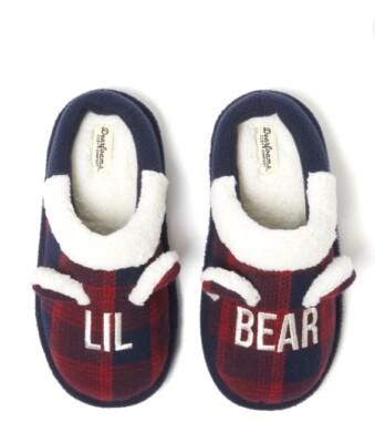 Dearfoams Cozy Comfort Unisex Lil Bear Plaid Clog Slippers(4-5)-image