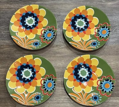 Set Of 4 Pier 1 Imports Retro Flower 9