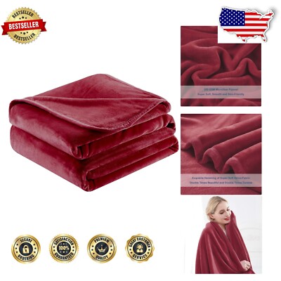 Heavyweight Burgundy Microfiber Blanket - Cozy for Camping and Everyday Comfort-image