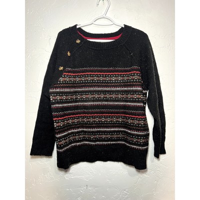 Ovla stripe fair isle button sweater womens large cozy soft cozycore comfort-image