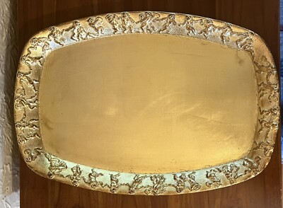 Design Imports International Made in Italy Gold Tray Raised Border Never Used-image