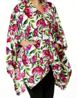 Warm & Cozy Floral Angel Wrap Shawl Wearable Throw Bed Jacket Soft Plush NWT-image