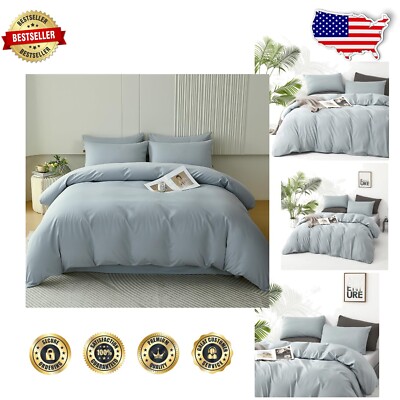 Luxurious Haze Blue Cal King Comforter Set - 3 Pieces for All Seasons-image