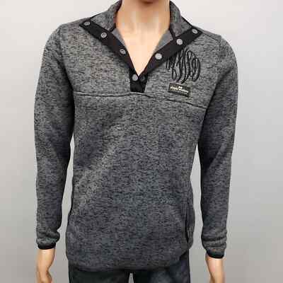 Simply Southern Sweater 1/4 Quarter Snap Button Knit Pullover Unisex M Gray -image