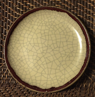 Pier 1 One CRACKLE COLLECTION 7 1/4” Raised Edge Pottery Plate DISCONTINUED-image