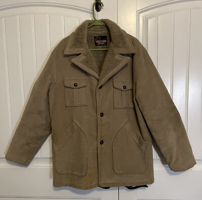 Vintage West Wind Sportswear Tan Sherpa Lined Jacket USA Made XL Extra Large-image