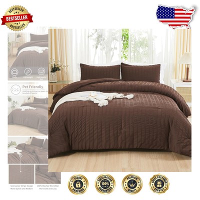 Soft Washed Microfiber California King Comforter Set - Seersucker Style, 104x96-image