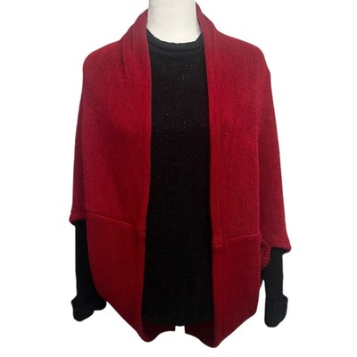 Cocoon Cardigan Sweater Red Cozy Soft One Size-image