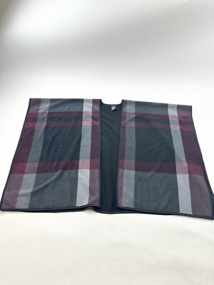 Ike Behar Poncho Womens One Size Gray Plaid Cape Wrap Comfort Fleece Cozy core-image