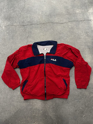 Vintage 80s-90s FILA Blue & Red Tracksuit Jacket Windbreaker Logo Mens Size L-image