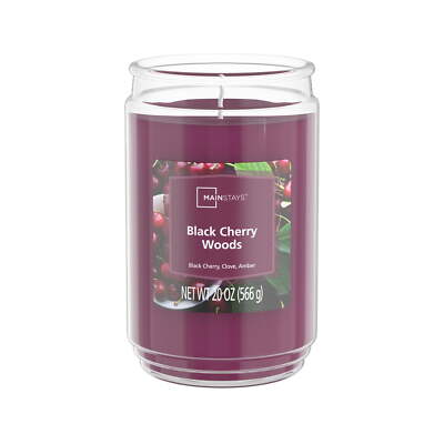 Mainstays Black Cherry Woods Scented Single-Wick Large Glass Jar Candle, 20 oz-image