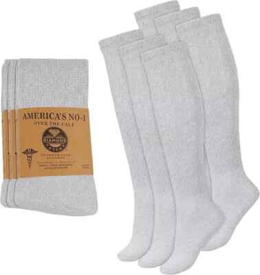 Men Diabetic Over the Calf Socks Knee High circulatory Health Cotton  6-12Pairs-image