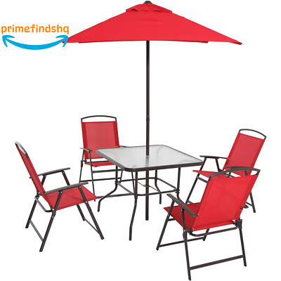 Mainstays Patio Dining Set with Umbrella 6 Piece Outdoor Dining Sets FREESHIPPIN-image