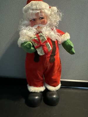 Vintage Rubber Faced Wind Up Musical Santa Claus Plush Doll Rare 13