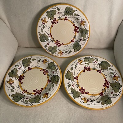 Pier 1 Chateau Napa Handpainted Earthenware Salad Plates Set 3-image