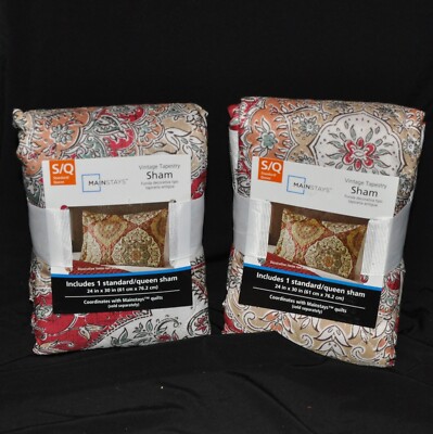 New Mainstays Vintage Tapestry 2 Shams Standard Queen Boho 24