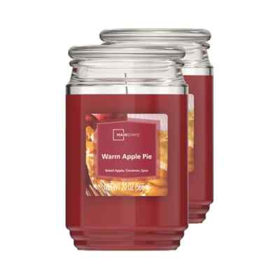 Mainstays Warm Apple Pie Scent Single-Wick Large Glass Jar Candle, 20 Oz 2 Pack-image
