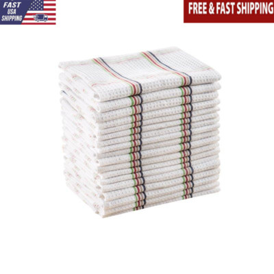 18 Pack Plaid Waffle Dishcloths Multi-Colored 100 Percent Durable Cotton Durable-image