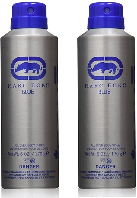 *PACK OF 2* Marc Ecko BLUE for Men 6 oz 170 g ALL OVER BODY SPRAY NEW IN CAN-image