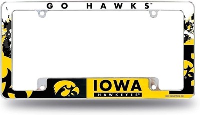 Iowa Hawkeyes Metal License Plate Frame Tag Cover All Over Design University of-image