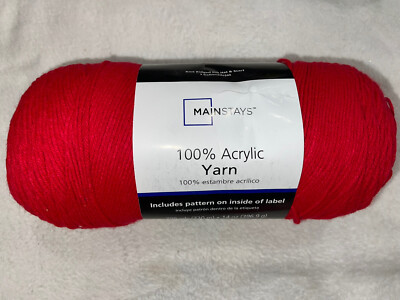 Mainstays 100% Acrylic Yarn 798 Yards - 14 oz Medium Red MS20-200-002 NEW-image