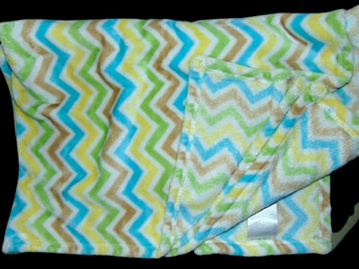 Little Miracles Chevron Yellow Teal Cozy Plush Baby Blanket lovey -image