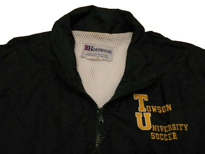 Vtg. Towson University Soccer Large Black Wind Breaker Light Jacket  Hoodie USA-image