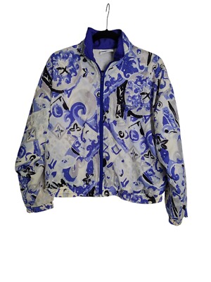 Vintage Womens Jacket Reebok Printed Windbreaker 80s 90s Purple Small Medium -image