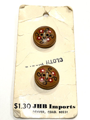 JHB Imports Buttons 50400 Vintage Wood Country Hobo Whimsical Round Sew 2 CT-image