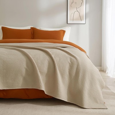Large Cotton Waffle Woven Blanket, Cozy Washable Soft Breathable Blanket-image