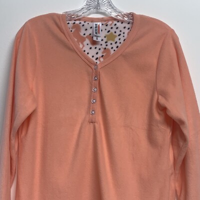 Arctic Trail Sleep Top Sz Small Pastel Orange Unicorn Lined Buttons Long Sleeve-image