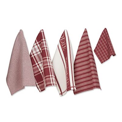  Everyday Collection Foodie Kitchen Set, Dishtowel & Dishcloth, 5 Piece Barn Red-image