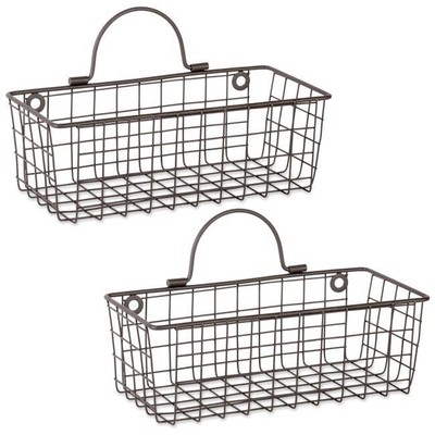 Design Imports Z02019 Small Rustic Bronze Wire Wall Basket - Set of 2-image