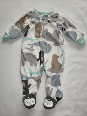 Carter’s Baby Boys Cute Cozy Fleece Zip-Up Sleep & Play 3M-image