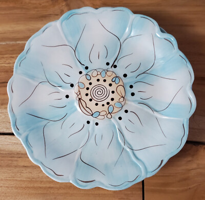 4 Pier 1 Imports Cassidy Figural Appetizer Salad Dessert Plates Blue Flower-image