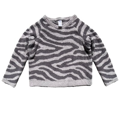 Member's Mark Luxury Premier Womens Size XL Cozy Sherpa Gray Zebra Print Sweater-image