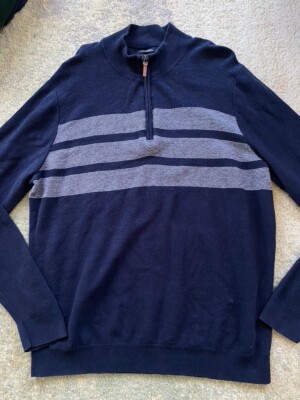 Nordstrom Mens Shop Sweater XL Blue Cashmere Blend Soft Cozy Comfort Warm Preppy-image